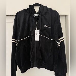 Sergio Tacchini - Scopeto track Black Velour Jacket  White Trim. NWT. 2XXL